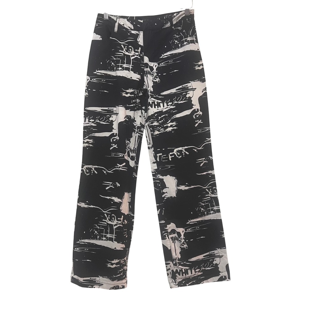 White Fox‎ Boutique Abstract Print Pants Trousers Black White XS